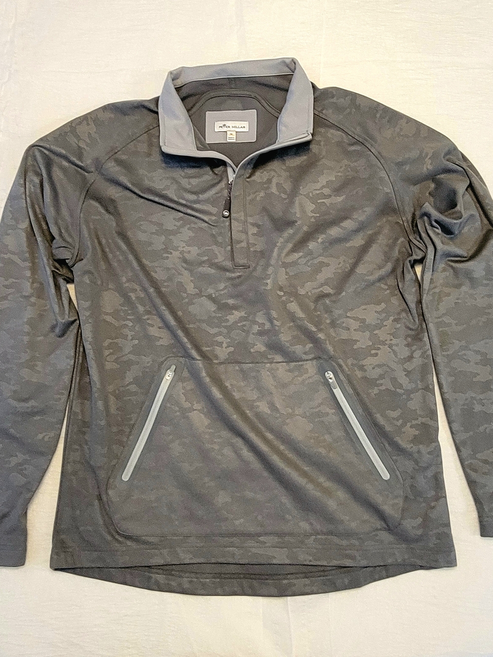 Peter Millar Gray Camo Quarter-Zip Performance Pullover